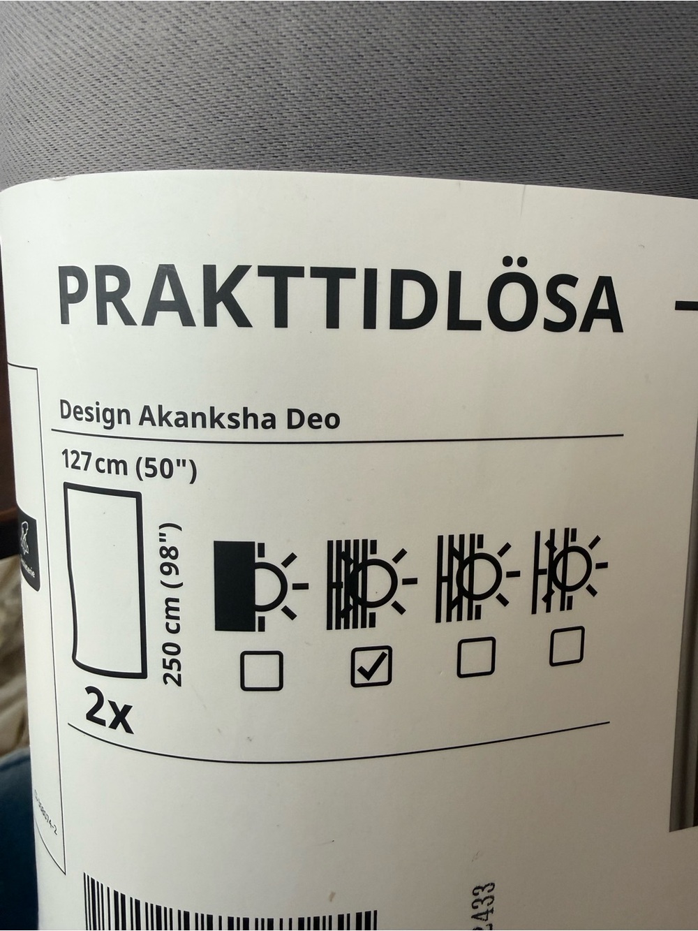New IKea PRAKTTIDLÖSA 2 Grey Curtain Panels